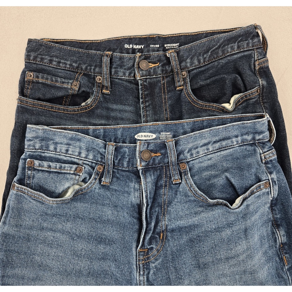 Old Navy Built-In Flex Stretch Straight Fit 2 Pairs Blue Denim Jeans 29x30